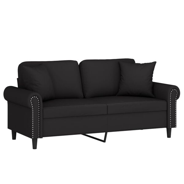 vidaXL 2-Sitzer-Sofa mit Kissen Schwarz 140 cm Samt