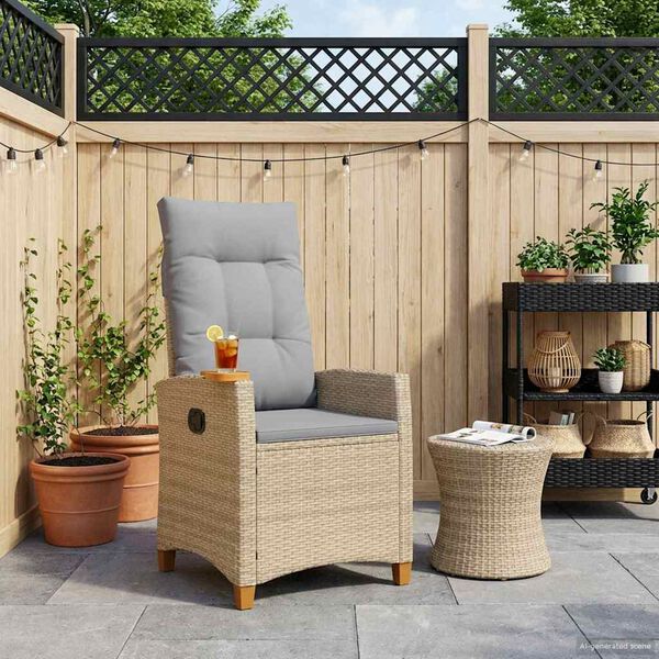 vidaXL Liegestuhl mit Teeteller 62 x 64 x 112 cm Poly-Rattan