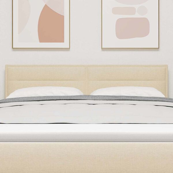 vidaXL LED Kopfteil mit LED -Streifenleuchten Creme 160 cm Stoff