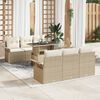 vidaXL Garten-Sofa-Set mit Kissen mit Speicher 7 pcs Beige Poly Rattan