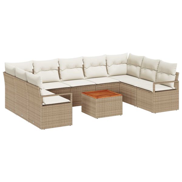 vidaXL Garten-Sofa-Set 10 pcs Beige und Weiß