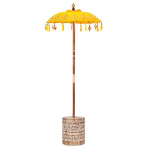 vidaXL Balinesischer Sonnenschirm mit Sockel Gelb 95 x 95 x 260 cm