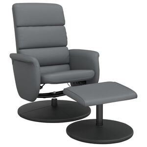 vidaXL Relaxsessel mit Fu&szlig;hocker Grau Kunstleder