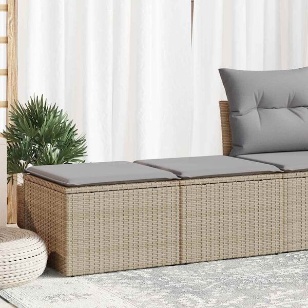 vidaXL 2-tlg. Garten-Sofagarnitur mit Kissen Beige Poly Rattan Akazie