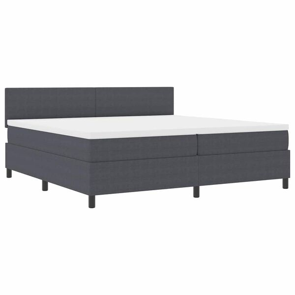 vidaXL Boxspringbett Dunkelgrau und Wei&szlig; 200 x 200 cm Cordstoff