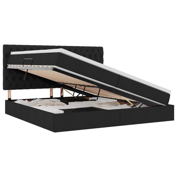 vidaXL Bett mit Stauraum und LED Schwarz 200 x 200 cm Polyester