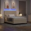 vidaXL Boxspringbett mit Matratze mit LED Creme 140 x 200 cm Stoff