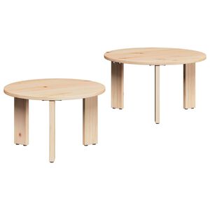 vidaXL Couchtisch 2 stk. Natur 47,5 x 47,5 x 27 cm Massivholz Kiefer