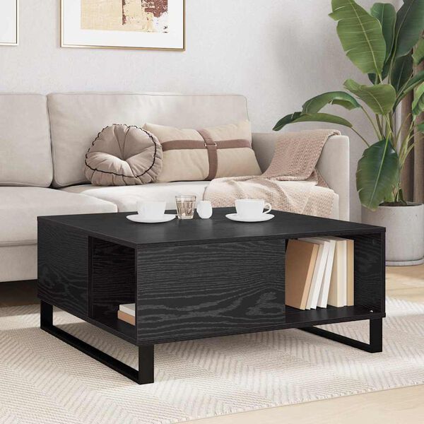 vidaXL Couchtisch Schwarz Eichen-Optik 80 x 80 x 36,5 cm Holzwerkstoff