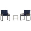 vidaXL Gartenm&ouml;bel-Set 3 Stk. Grau und Marineblau