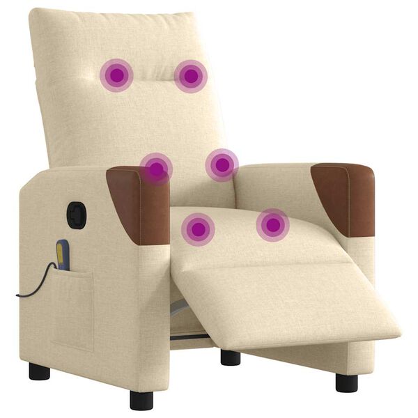 vidaXL Massagesessel Elektrisch Creme Stoff