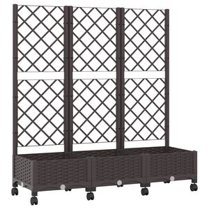 vidaXL Pflanzk&uuml;bel mit Spalier und R&auml;dern Braun 120 x 40 x 131,5 cm PP