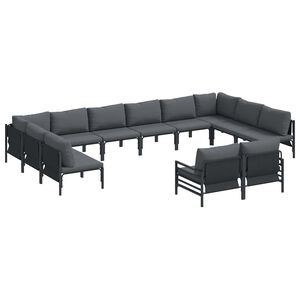 vidaXL Gartensofa-set mit Kissen 12 pcs Schwarz Stahl