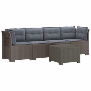 vidaXL 4-Sitzer Gartensofa mit Kissen Rattan Look PP Hellgrau