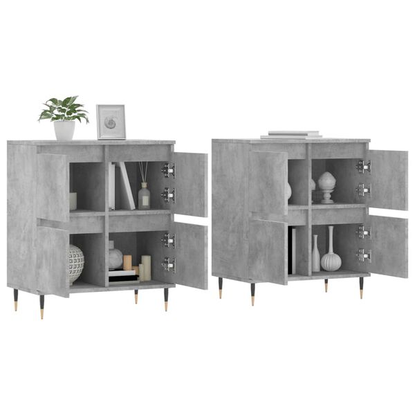 vidaXL Sideboards 2 Stk. Betongrau Holzwerkstoff