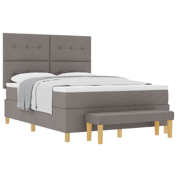 vidaXL Boxspringbett mit Matratze Taupe 160 x 200 cm Stoff