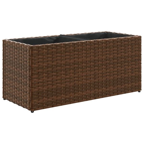 vidaXL Pflanzk&uuml;bel 2 T&ouml;pfe Braun 72x30x32 cm Poly-Rattan
