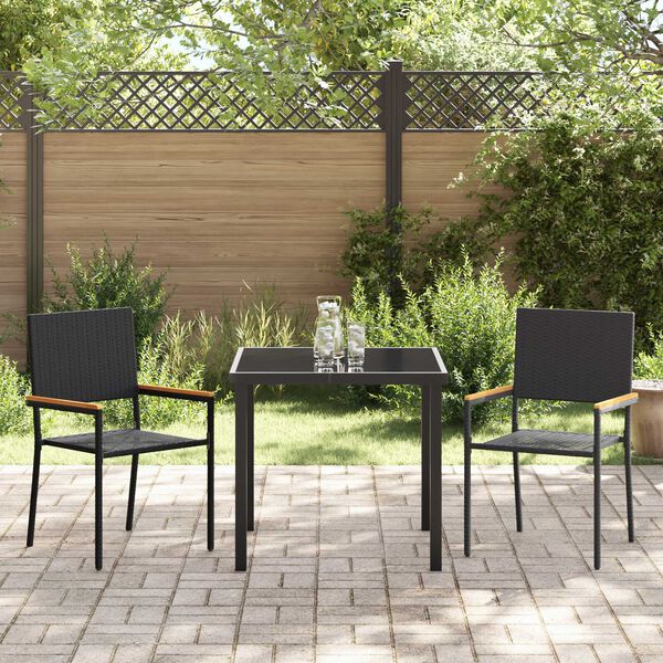 vidaXL Garten Essgruppe mit Kissen 3 pcs Schwarz Poly-Rattan