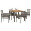 vidaXL Garten Essgruppe 5 pcs Grau Poly-Rattan