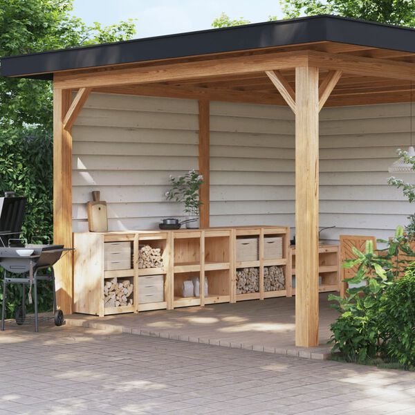 vidaXL Outdoor-K&uuml;chenschr&auml;nke MEPPEL 3 Stk. Massivholz Kiefer