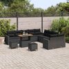 vidaXL Gartensofa-set mit Kissen 17 pcs Schwarz Poly-Rattan