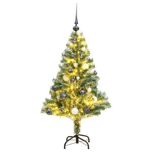 vidaXL K&uuml;nstlicher Weihnachtsbaum mit Schnee & Kugeln 150 LEDs 150 cm