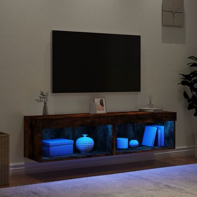vidaXL TV-Schränke mit LED-Leuchten 2 Stk. Räuchereiche 60x30x30 cm