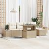 vidaXL Garten-Sofa-Set mit Speicher 6 pcs Beige Poly Rattan