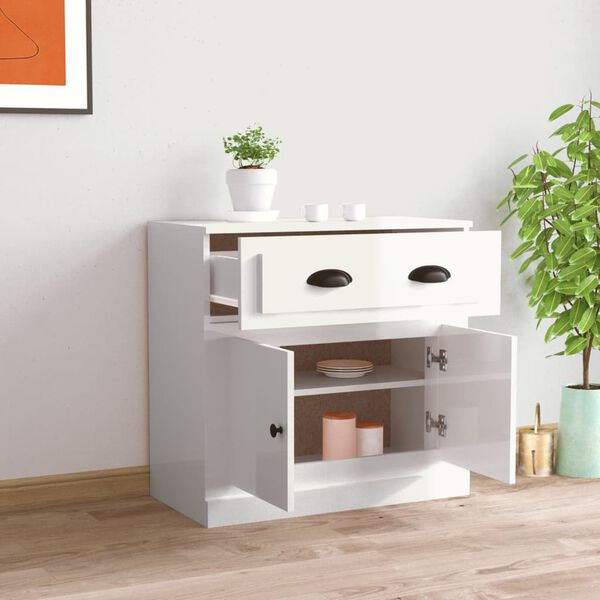 vidaXL Sideboard Hochglanz-Weiß 70x35,5x67,5 cm Holzwerkstoff
