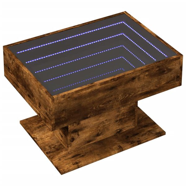 vidaXL LED-Couchtisch R&auml;uchereiche 70x50x45 cm Holzwerkstoff
