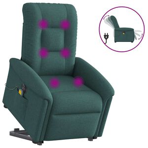 vidaXL Elektrischer Massagesessel mit Aufstehhilfe Dunkelgr&uuml;n Stoff