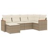 vidaXL 6-tlg. Garten-Sofagarnitur mit Kissen Beige Poly Rattan