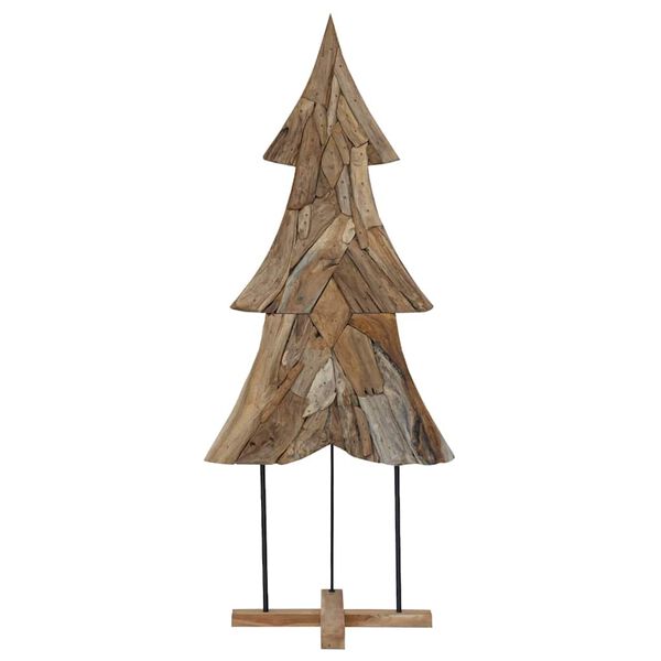 vidaXL Weihnachtsbaum mit St&auml;nder Braun 181,5 cm Massivholz Teak