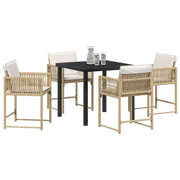 vidaXL Garten Essgruppe 5 pcs Beige Poly-Rattan