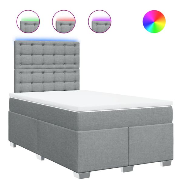 vidaXL Boxspringbett mit Matratze Hellgrau 120x200 cm Stoff