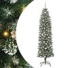 vidaXL K&uuml;nstlicher schlanker Weihnachtsbaum Gr&uuml;n und Wei&szlig; 210 cm