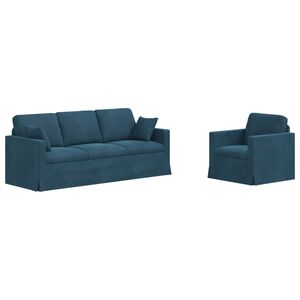 vidaXL Sofa Set 2 stk. Blau Samt