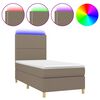 vidaXL Boxspringbett mit Matratze & LED Taupe 90x200 cm Stoff