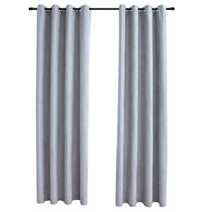 vidaXL Verdunkelungsvorh&auml;nge mit Metall&ouml;sen 2 Stk. Grau 140x175 cm