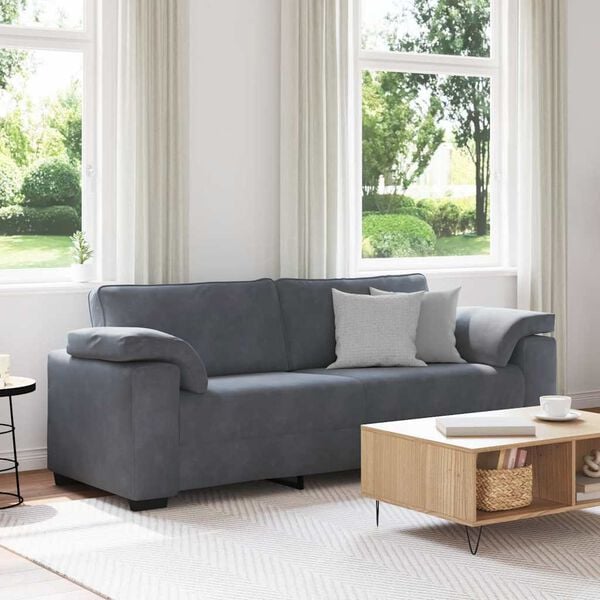 vidaXL 3-Sitzer-Sofa Dunkelgrau 220x77x82 cm Samt