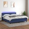 vidaXL Boxspringbett mit Matratze & LED Blau 160x200 cm Stoff