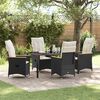 vidaXL Garten Essgruppe mit Kissen 5 pcs Schwarz Poly-Rattan