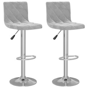 vidaXL Barhocker 2 Stk. Hellgrau Samt