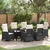 vidaXL Garten Essgruppe mit Kissen 7 pcs Schwarz Poly-Rattan