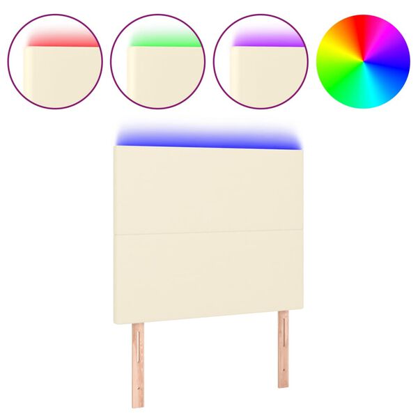 vidaXL LED Kopfteil Creme 80x5x118/128 cm Kunstleder