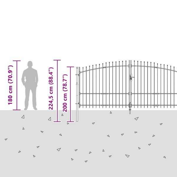 vidaXL Gartentor Stahl 2x4 m Schwarz