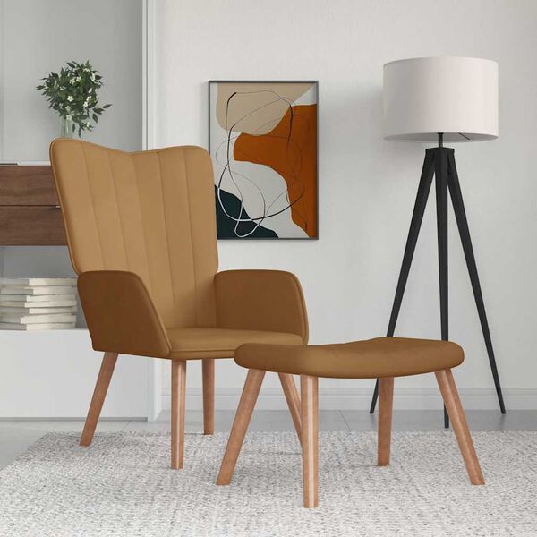 vidaXL Relaxsessel mit Hocker Braun Samt