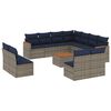 vidaXL 12-teiliges Gartensofa-Set mit Kissen, grau, Polyrattan