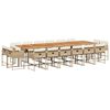 vidaXL 17-tlg. Garten-Essgruppe mit Kissen Beige Poly Rattan