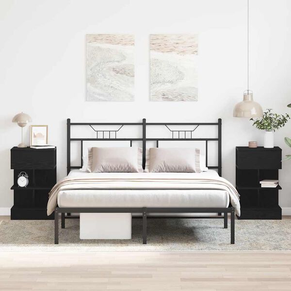 vidaXL Nachttisch 2 pcs Schwarz Eichen-Optik 40 x 35 x 65 cm